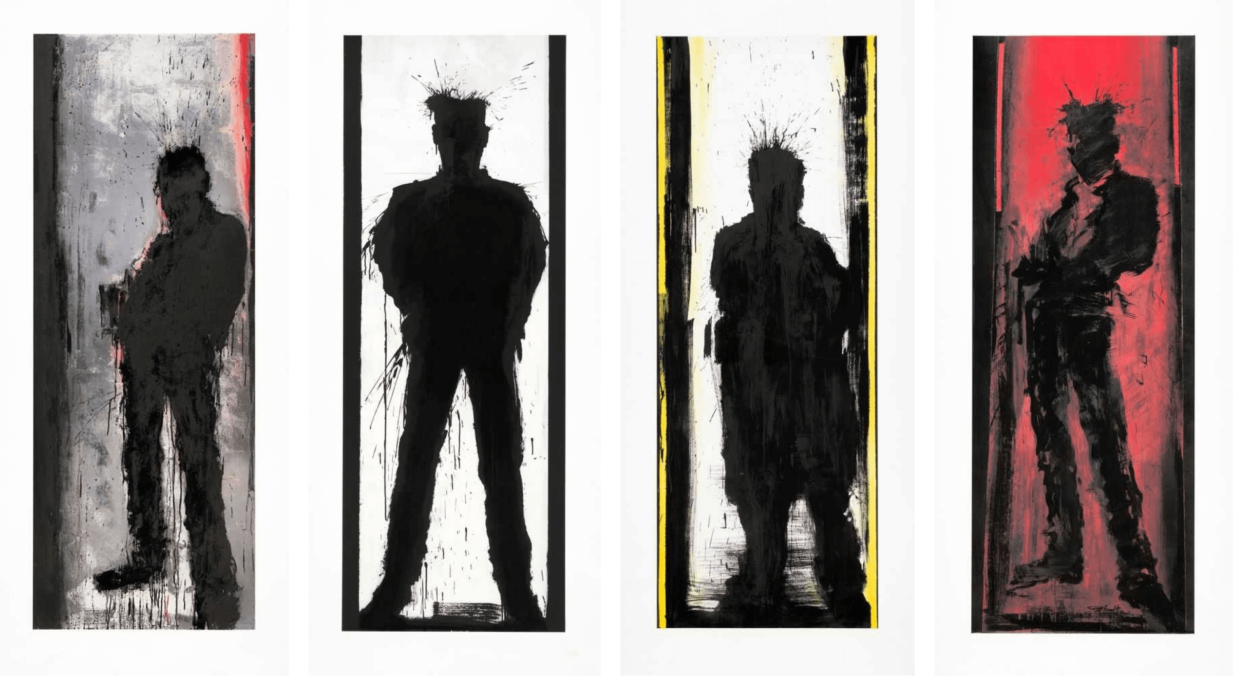Richard Hambleton Standing_Shadowman_Set_of_4_Black_and_Yellow_Black_and_White_Black_and_Silver_Red_1_c804a9586e